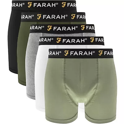 Farah Mens Renzo 5 Pack Elasticated Underwear Boxers Boxer Shorts - Assorted • £22.98