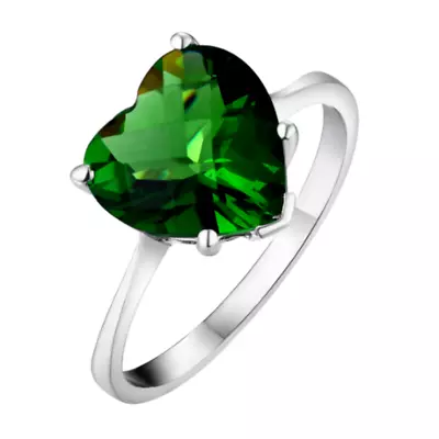 R0190S Mt St Helens Green Helenite Heart Cut Sterling Silver Ring • $80