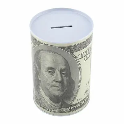 Tin Money Piggy Bank Savings 6.5  Franklin Coin Jar Box Saver - Kids Collection • $7.98