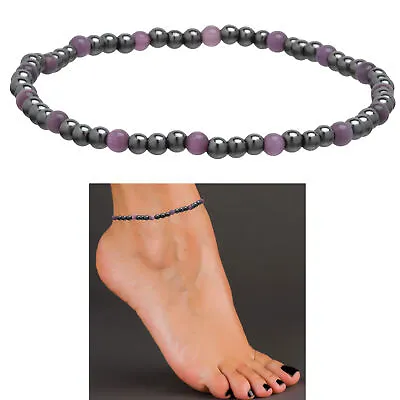 1 Magnetic Therapy Amethyst Anklet Natural Pain Swelling Relief Ankles Bracelet • $8.91