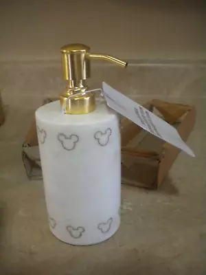 Disney Parks Homestead Mickey Mouse Icon Marble Brass Soap Dispenser ~ NEW W/Tag • $24.99