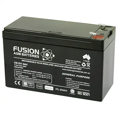 12V 7AH 7.5AH Fusion AGM Deep Cycle AGM Alarm UPS Spot Light Battery • $40.95