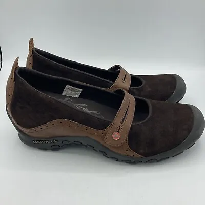 Merrell Plaza Bandeau Women's Mary Jane Flat Shoe 9.5 Brown Leather Espresso • $29.99