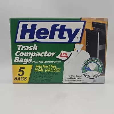 Hefty 5 Count Trash Compactor Twist Tie Bags 18 Gallon Each 1 Box • £19.29