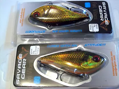 ( Lot Of 2 )-savage Gear 2-2/3  Fat Vibes 66 7/10oz Fv-66-gs Golden Shiner E7401 • $14.95