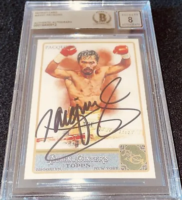 Manny Pacquiao Signed 2011 Topps Allen Ginter REPRINT Rookie Card RC BAS Grade 8 • $234.56