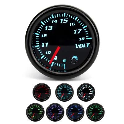 Universal 2  52mm Car ATV 7 Color LED Volt Voltmeter Voltage Gauge Meter 8V-18V • $30.35