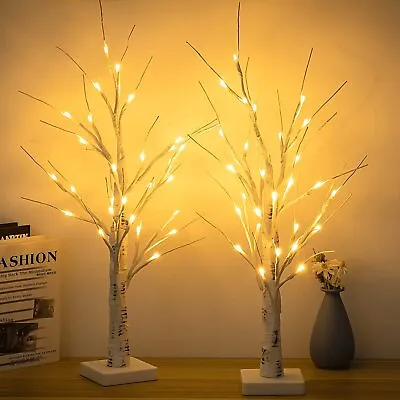 £10.99 • Buy 2X LED Twig Birch Tree Light Up Branch Lights Desktop Dinner Table Lamp Decor UK