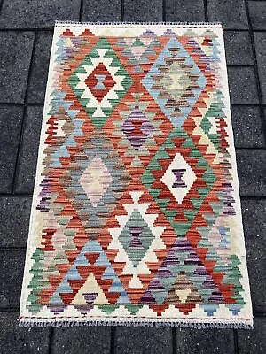 Hand Woven Afghan Wool Kilim Size: 125 X 77 Cm Flat Woven Handmade Floor Rug • $105