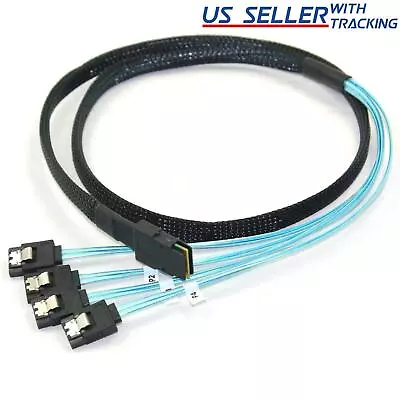 Mini SAS To 4 SATA SFF-8087 Multi-Lane Forward Breakout Splitter Cable 3 Feet • $7.79