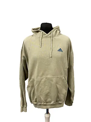 Adidas Logo Line Vintage Hoodie Size L Beige Cotton Men's Pullover E90 • $32.52
