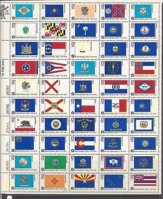 US Scott # 1632 - 1682 13c 1976 US Bicentennial State Flags Mint Sheet • $20.42