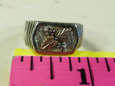 Vintage Black Hills WHITE 10K Solid GOLD Ring 8 Gram Tricolor Leaf Men's Size 10 • $349.99