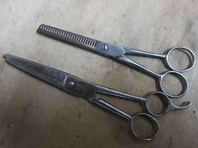 2 Vintage Hair Scissors S. R. Droescher USA Taper145 Frank Hess #24 Germany • $5.19