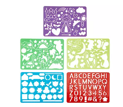 Alphabet Stencil Ruler Sets Upper Letters Shapes Fairy Numbers School Plastic • $5