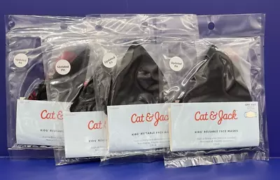 Face Masks Lot Of 4 Kids Cat & Jack Black Buffalo Plaid Updated Fit 2 Pair Pack • $2.96