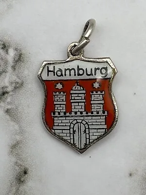 Vintage 835 Silver Hamburg German Travel Shield Charm • $8