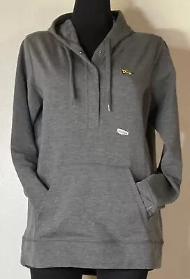 Grey 1/4 Snap Pullover Hooded Sweater W/Thumb Holes By J America Size Medium • $32