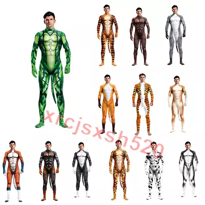 $45.69 • Buy Animal Jumpsuit Cosplay Costumes Tiger Leopard 3D Print Bodysuit Halloween Party