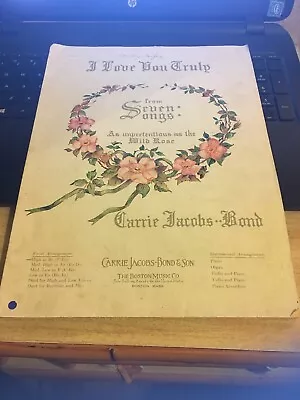 Vintage Sheet Music - I Love You Truly Carrie Jacobs Brown 1938 • $4.99