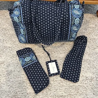 Vera Bradley Purse Blue Seaport Navy Mini Duffel Bag Handbag • $18.99
