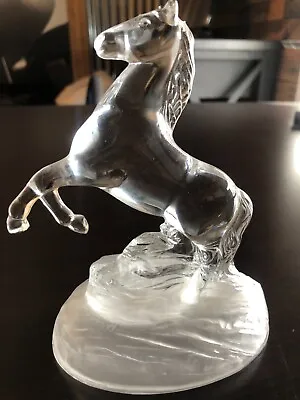 Vintage Crystal Horse Figurine Made In France Collectible Frosted Base 6” • $16.99