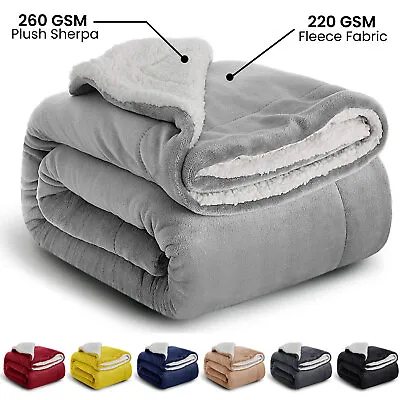 £25.99 • Buy Large Sherpa Fleece Blanket Soft Warm Bed Sofa Throw Blanket Double King Size UK