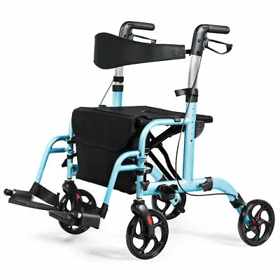 £125.99 • Buy  Wheeled Foldable Mobility Walker Medical Rollator W/Mesh Seat Transport Chair