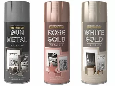 RustOleum Metallic Spray Paint For Metal Wood Ceramic Glass Multipurpose Premium • £14.95