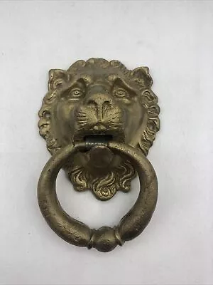 Vintage Look Solid Brass Lion Head Door Knocker - Hand Made Finish 4.25”x 6.5” • $27.99