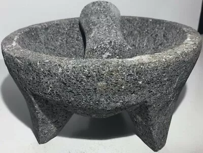 Mexican 8 Inch Mortar & Pestle Piedra Negra Black Stone Genuine Molcajete • $39.87