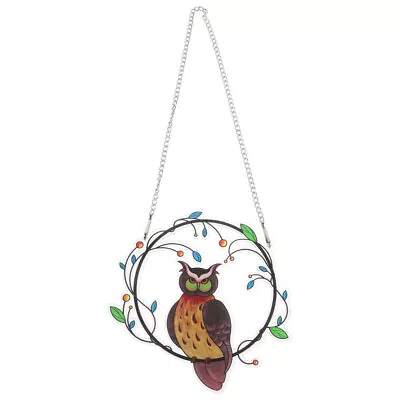 Hanging Owl Suncatcher Garden Sculpture Bird Ornament • £8.28