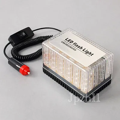 12V 48 LED Amber/White Car Police Roof Flashing Flash Strobe Emergency Top Light • $23.98