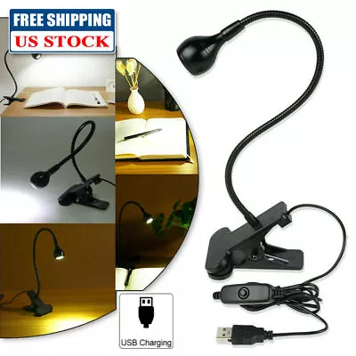 Clip-on Table Lamp Flexible LED Reading Light Beside Bed Clamp Lamp • $0.11