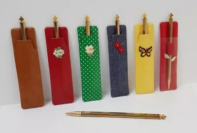 7 Vintage Telephone Dialer Mechanical Pencils Gold Tone With 6 Pouch Cases • $40