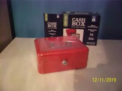 Brand New In Box Red Cash Box Steel Construction  W/ Key Lock & Carry Handle • $10