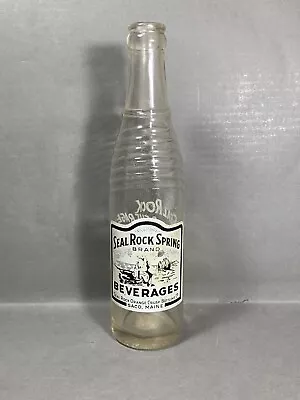 Vintage Seal Rock Spring Brand Beverages Soda Bottle Saco Maine ACL Clear 10oz. • $24.95