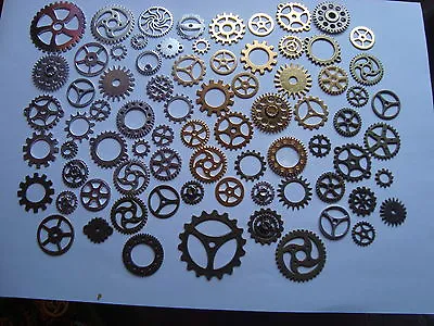 100 STEAMPUNK  COGS AND GEARS MADE FROM METAL MIXED SIZES FROM 40mm 25mm Etc Etc • £10