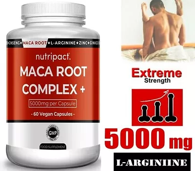 £14.89 • Buy Maca Root Ginseng With L Arginine 5000mg - 60 Vegan Capsules For Men & Women