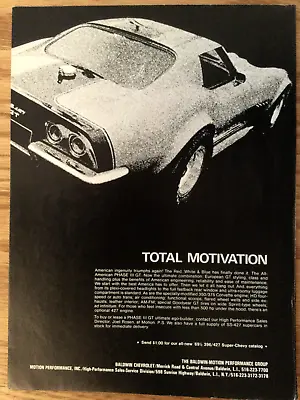 Corvette#74 Advertisement 1970 BALDWIN Motion Performance CORVETTE Phase III GT • $14.99