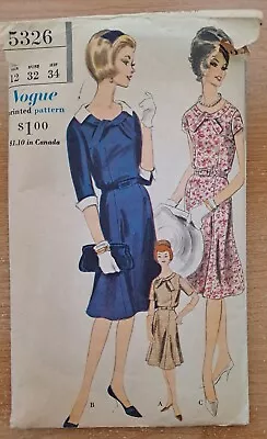 1960's Vintage Vogue Sewing Pattern 5326 Dress Size 12 • $9.99