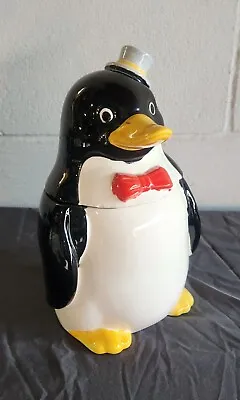 Vintage Penguin Tuxedo Cookie Jar Signed Japan Medium Sized • $42.44