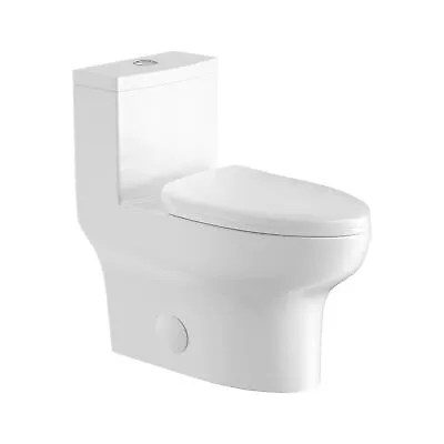 Eridanus Modern Dual Flush Vitreous China Elongated One Piece Toilet Crisp White • $227.99