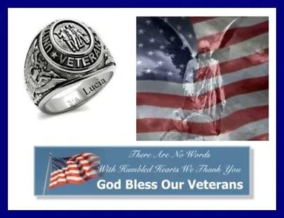    US Veteran Military  Men's Stainless Steel 316L Ring Toned • $12