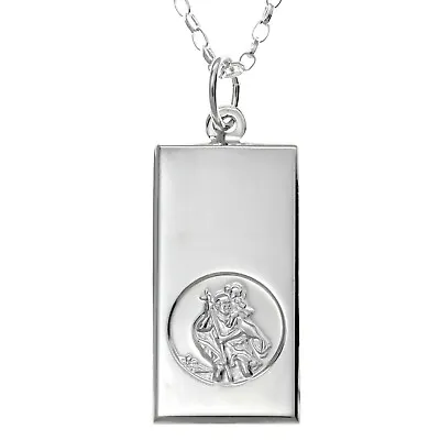 Sterling Silver St Saint Christopher Pendant Necklace With 18 Inch Chain And Box • £29.99