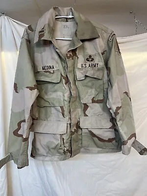 USGI Military Army Desert 3 Color Camo DCU Shirt MED REG Used 50-50 Nyco  • $39.99