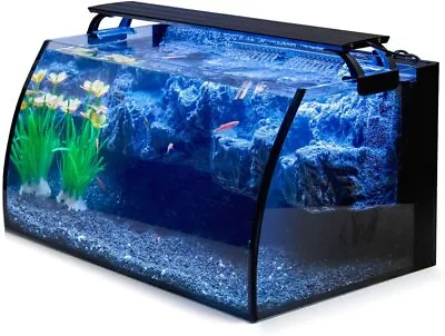 $210 • Buy Hygger Horizon 36L LED Glass Aquarium Kit 3D Background Curved Shape Fish Tank