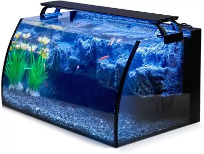 $210 • Buy Hygger Horizon 36L LED Glass Aquarium Kit 3D Background Curved Shape Fish Tank