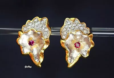 Statement NADRI Clip On Earrings Pave Crystals Crystal Estate Jewelry • $67.99