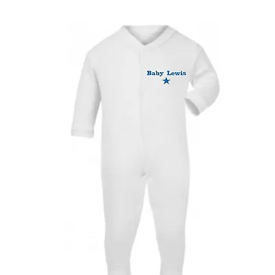 £5.39 • Buy Star Babygrow Personalised Sleepsuit Any Name Boy Girl Unisex Embroidered Baby